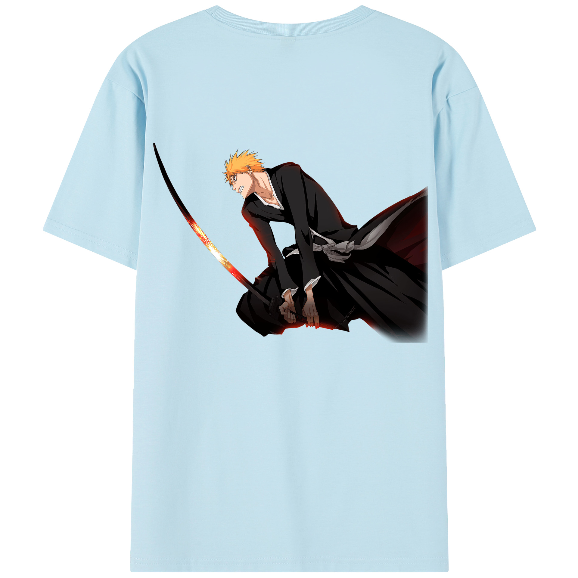 （画像用） ブリーチ 黒崎一護（くろさき いちご）BLEACH Kurosaki Ichigo 綿100％半袖Tシャツ（背面プリント）